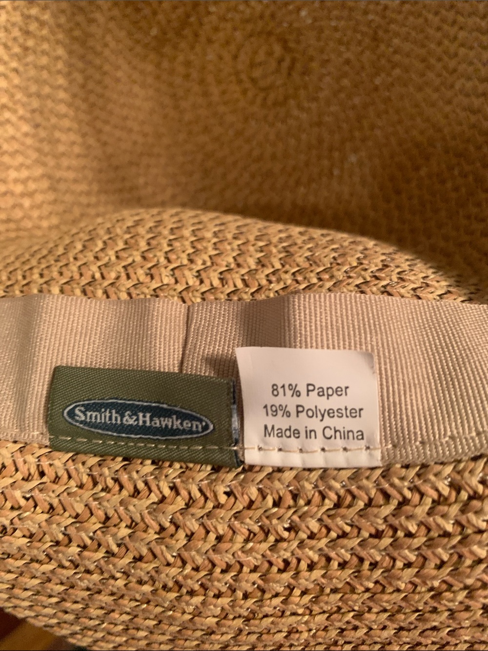Smith & Hawken Unisex Natural Straw Sun Hat with Adjustable Ties - Picture 2 of 11